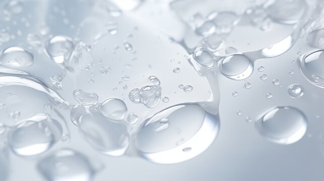 Gel serum white texture clear liquid, cosmetic gel product with bubbles under a microscope, ight tones texture background.