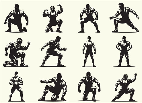 Wrestler Silhouette Vector Illustration