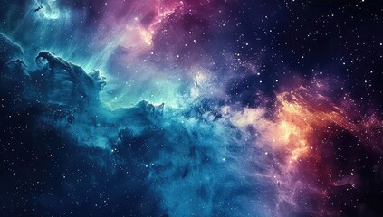 Fototapeta premium Colorful Abstract Space Background Featuring Vibrant Galaxies and Distant Stars Illuminating the Cosmic Expanse