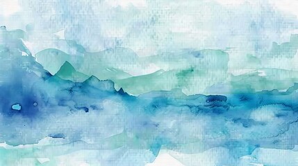 Obraz premium A serene watercolor wash in blues and greens, providing a calm and soothing texture for wellness and skincare visuals. The fluidity of the colors suggests tranquility and purity.
