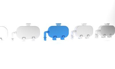 Blue Oil and gas industrial factory building icon isolated on white background. Minimalism concept. 3D render illustration