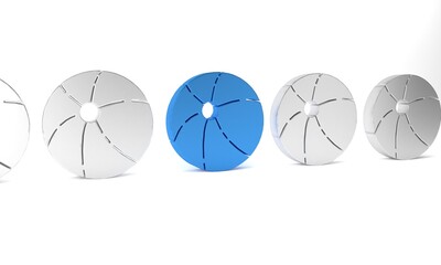 Blue Beach ball icon isolated on white background. Minimalism concept. 3D render illustration