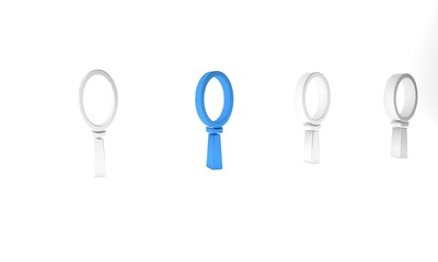 Blue Magic hand mirror icon isolated on white background. Minimalism concept. 3D render illustration