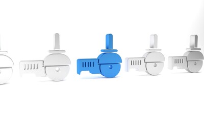 Blue Angle grinder icon isolated on white background. Minimalism concept. 3D render illustration