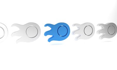 Blue Fireball icon isolated on white background. Minimalism concept. 3D render illustration