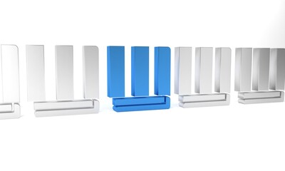 Blue Towel stack icon isolated on white background. Minimalism concept. 3D render illustration