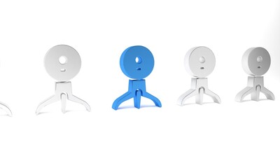Blue Web camera icon isolated on white background. Chat camera. Webcam icon. Minimalism concept. 3D render illustration