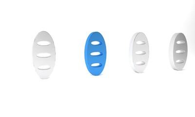 Blue Bread loaf icon isolated on white background. Minimalism concept. 3D render illustration