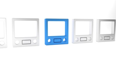 Blue Electronic scales icon isolated on white background. Weight measure equipment. Minimalism concept. 3D render illustration