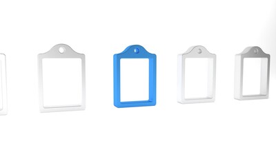 Blue Cutting board icon isolated on white background. Chopping Board symbol. Minimalism concept. 3D render illustration