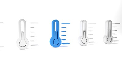 Blue Sauna thermometer icon isolated on white background. Sauna and bath equipment. Minimalism concept. 3D render illustration