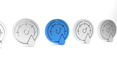 Blue Sauna thermometer icon isolated on white background. Sauna and bath equipment. Minimalism concept. 3D render illustration