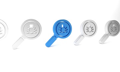 Blue Flea search icon isolated on white background. Minimalism concept. 3D render illustration