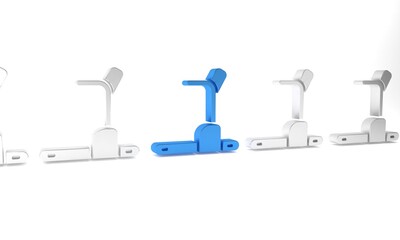 Blue Treadmill machine icon isolated on white background. Minimalism concept. 3D render illustration
