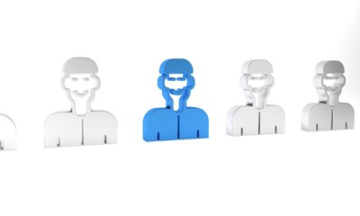 Blue Positive thinking icon isolated on white background. Minimalism concept. 3D render illustration