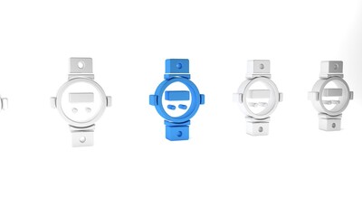 Blue Diving watch icon isolated on white background. Diving underwater equipment. Minimalism concept. 3D render illustration