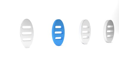 Blue Bread loaf icon isolated on white background. Minimalism concept. 3D render illustration