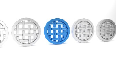 Blue Homemade pie icon isolated on white background. Minimalism concept. 3D render illustration