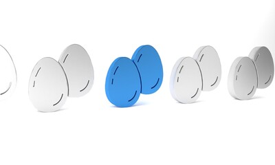 Blue Easter eggs icon isolated on white background. Happy Easter. Minimalism concept. 3D render illustration