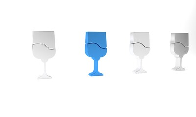 Blue Jewish goblet icon isolated on white background. Jewish wine cup for kiddush. Kiddush cup for Shabbat. Minimalism concept. 3D render illustration