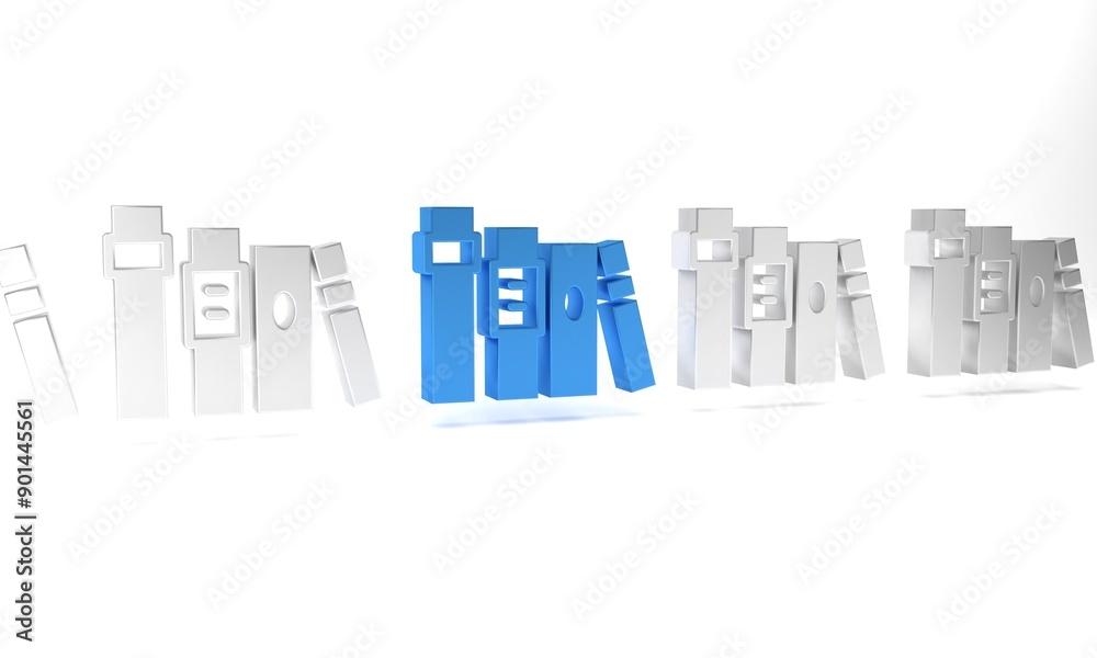 Sticker Blue Book icon isolated on white background. Minimalism concept. 3D render illustration