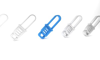 Naklejka premium Blue Chainsaw icon isolated on white background. Minimalism concept. 3D render illustration