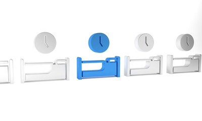 Blue Time to sleep icon isolated on white background. Minimalism concept. 3D render illustration