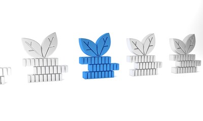 Blue Dollar plant icon isolated on white background. Business investment growth concept. Money savings and investment. Minimalism concept. 3D render illustration