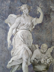 Detail of a classic Rome painted in a old hose wall. © Roberto