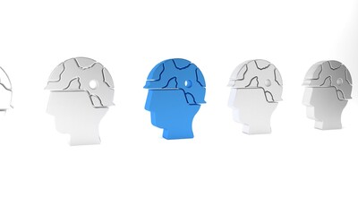 Blue Army soldier icon isolated on white background. Minimalism concept. 3D render illustration