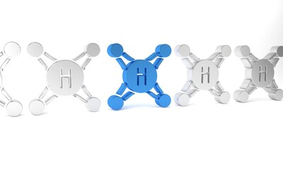 Blue Water tap icon isolated on white background. Minimalism concept. 3D render illustration