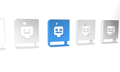 Blue User manual icon isolated on white background. User guide book. Instruction sign. Read before use. Minimalism concept. 3D render illustration