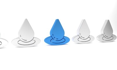 Fototapeta premium Blue Water drop icon isolated on white background. Minimalism concept. 3D render illustration