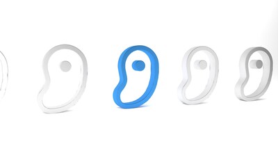 Blue Steak meat icon isolated on white background. Minimalism concept. 3D render illustration