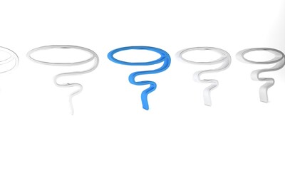 Blue Lasso icon isolated on white background. Minimalism concept. 3D render illustration