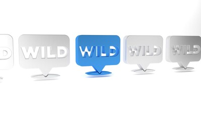 Blue Pointer to wild west icon isolated on white background. Western signboard, message board, signpost for finding way with direction. Minimalism concept. 3D render illustration