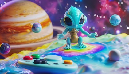 space, illustration, cartoon, vector, star, moon, night, planet, sky, water, nature, fish, stars, light, blue, art, alien, color, sea, design, fantasy, ufo, earth, rocket, butterfly