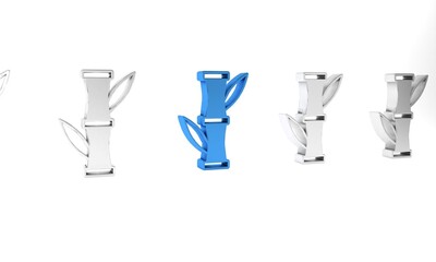 Blue Bamboo icon isolated on white background. Minimalism concept. 3D render illustration