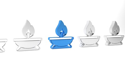 Blue Aroma candle icon isolated on white background. Minimalism concept. 3D render illustration