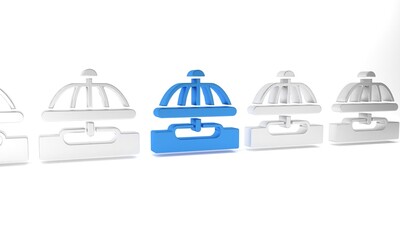 Blue Attraction carousel icon isolated on white background. Amusement park. Childrens entertainment playground, recreation park. Minimalism concept. 3D render illustration