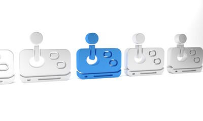 Blue Joystick for arcade machine icon isolated on white background. Joystick gamepad. Minimalism concept. 3D render illustration