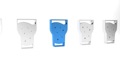 Blue Glass of beer icon isolated on white background. Minimalism concept. 3D render illustration