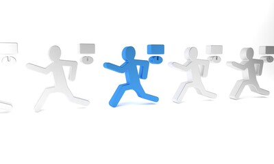 Blue Murder icon isolated on white background. Body, bleeding, corpse, bleeding icon. Concept of crime scene. Minimalism concept. 3D render illustration