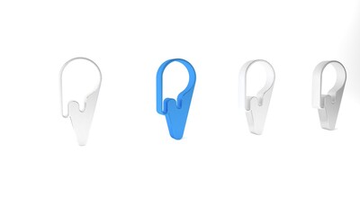 Blue Ice cream in waffle cone icon isolated on white background. Sweet symbol. Minimalism concept. 3D render illustration