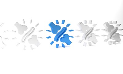 Blue Joint pain, knee pain icon isolated on white background. Orthopedic medical. Disease of the joints and bones, arthritis. Minimalism concept. 3D render illustration