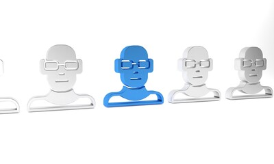 Blue Poor eyesight and corrected vision with optical glasses icon isolated on white background. Minimalism concept. 3D render illustration