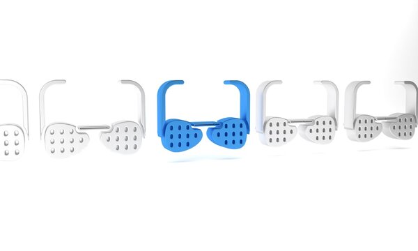 Blue Glasses for the blind and visually impaired icon isolated on white background. Minimalism concept. 3D render illustration