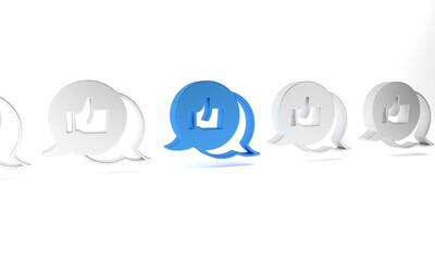 Blue Consumer or customer product rating icon isolated on white background. Minimalism concept. 3D render illustration