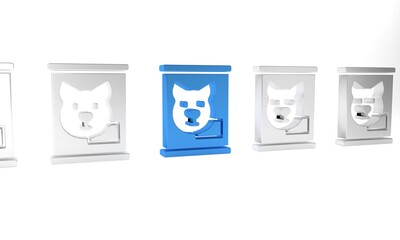 Blue Canned food icon isolated on white background. Food for animals. Pet food can. Dog bone sign. Minimalism concept. 3D render illustration