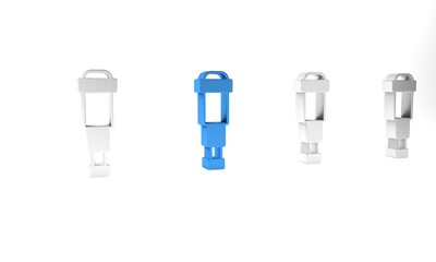 Blue Spyglass telescope lens icon isolated on white background. Sailor spyglass. Minimalism concept. 3D render illustration